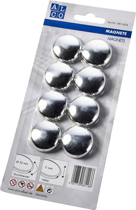 Actual product image Alco Flat magnets assorted, diameter : 30 mm (8 x)