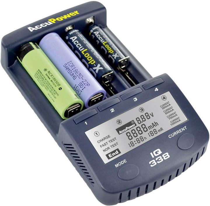 Image du produit AccuPower Chargeur de piles rondes NiCd, NiM (14500, 18650, AA, CR123A, Piles rechargeables + chargeur)