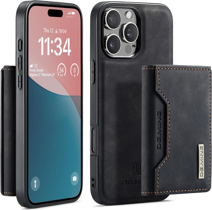 Produktbild Dg.Ming iPhone 12 Pro Max - Etui, Leder-Optik, Kartenfach & Magnetverschluss, Schwarz (Apple iPhone 12 Pro Max)