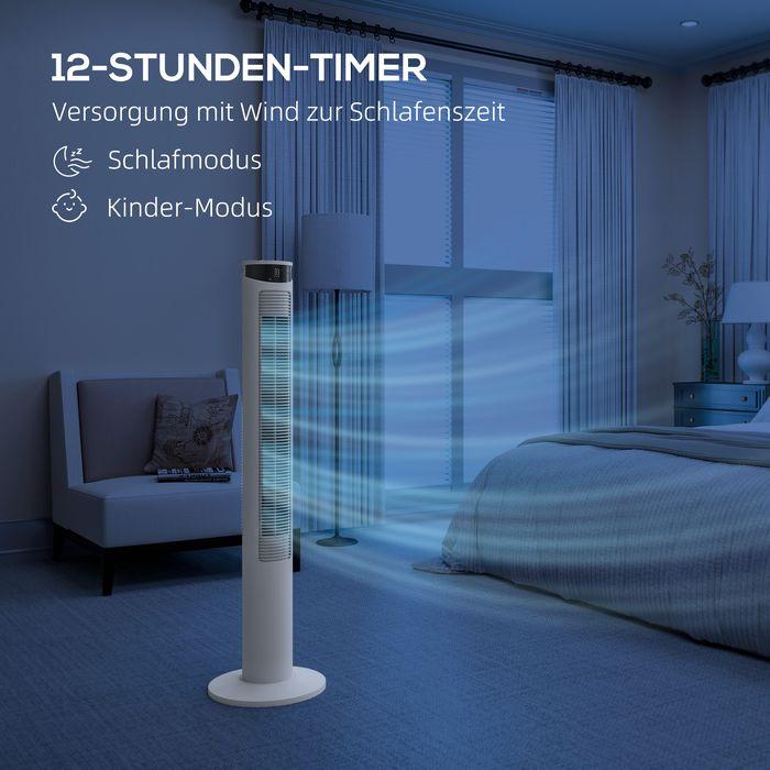 Image du produit Swisshandel24 Turmventilator, 45W Standventilator mit 3 Belüftungsstufen, Fernbedienung, Weiss (55 dB)