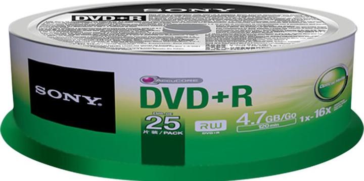 Sony DVD+R, 4,7 Go, 16x, broche (25 x)