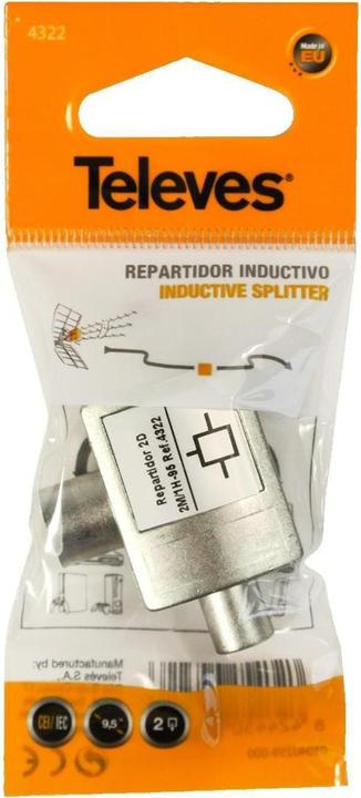 Produktbild Televes TV-Zweigeräteverteiler 1xBuchse/2xStecker VFS2N (Verteiler)