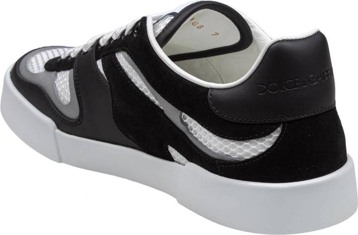 Actual product image Dolce & Gabbana portofino strobel light sneakers in leather and fabric color black and white (42)
