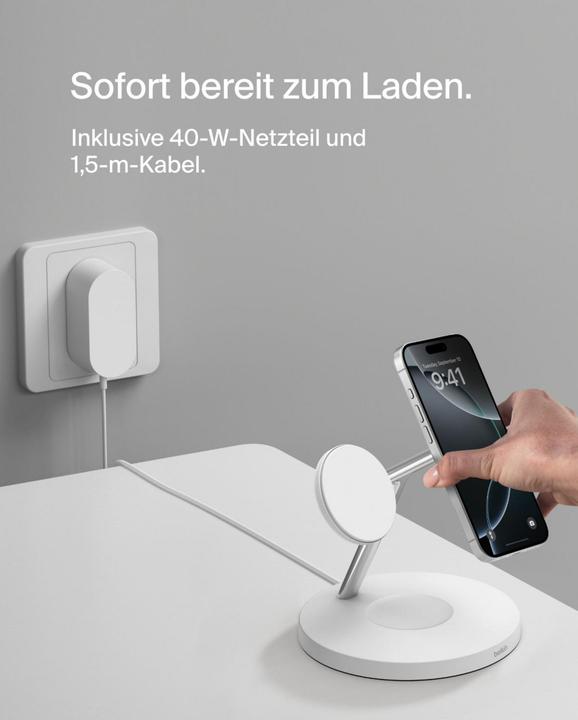 Produktbild Belkin BOOST CHARGE PRO Qi2 3in1 magn.Ladestat.15W ws. WIZ032kqWH (15 W)