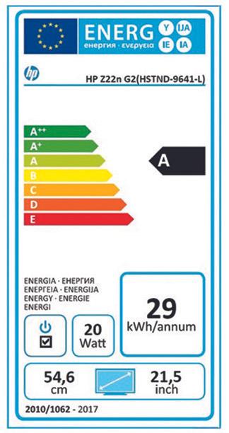Label énergétique HP Z22n G2 (1920 x 1080 pixels, 21.50")