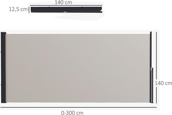 Produktbild Swisshandel24 Seitenmarkise Ausziehbar, 300x140cm Gartenmarkise, Sichtschutzwand mit UV-Schutz, Windschutz, Metall (3 m)