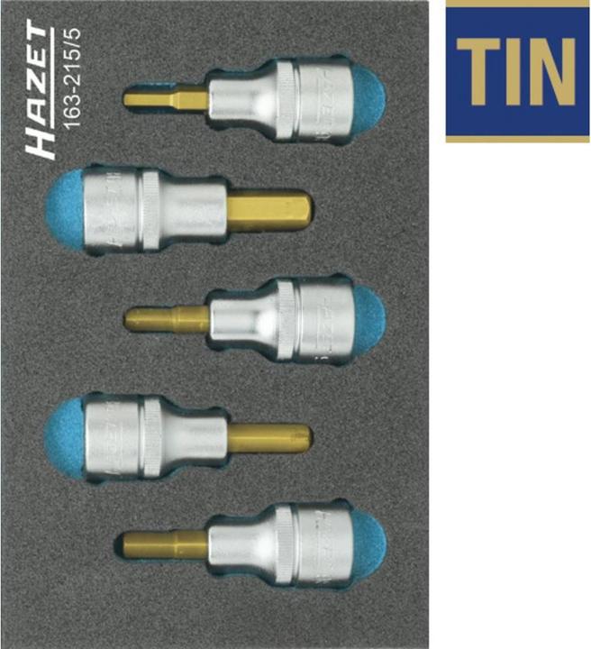 Produktbild HAZET Schraubendreher-Steckschlüsseleinsatz Satz 163-215/5 ∙ Vierkant12,5 mm (1/2 Zoll) ∙ Innen Sec…