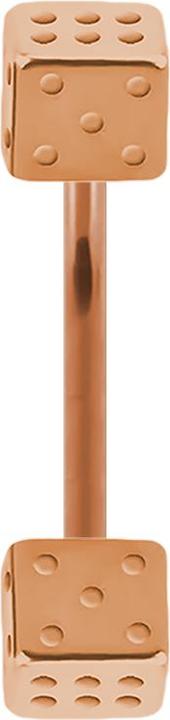 Star Piercing Micro Banane rosegold mit zwei Würfel (ohne Messing, Chirurgenstahl 316L)