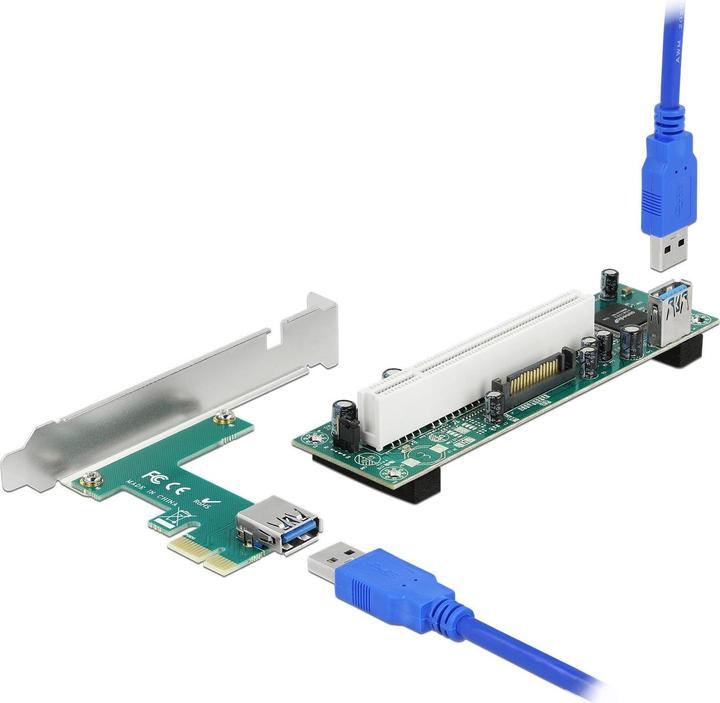 Delock Riser Karte PCI Express x1 zu 1 x PCI 32 Bit Slot mit 60 cm Kabel
