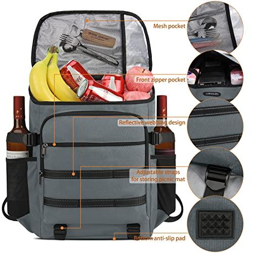 Produktbild Only-Bags.Store Wasserdichte isolierte Kühltasche Grosse Picknick-Rucksäcke Leichte Lunch-Tasche Rucksäcke (30 l)