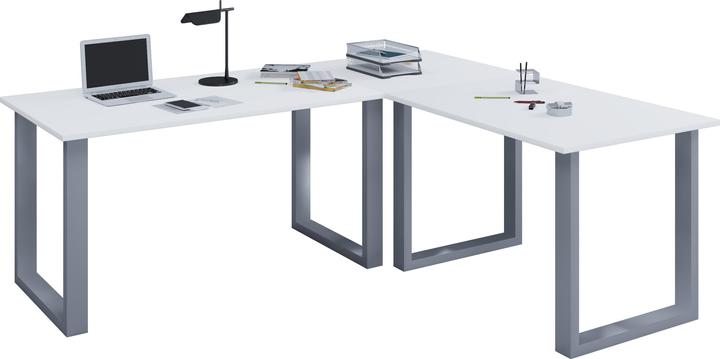 Produktbild VCM Holz Schreibtisch Computertisch Lona 50 U Alu Silber (76 x 160 x 130 x 50 cm)