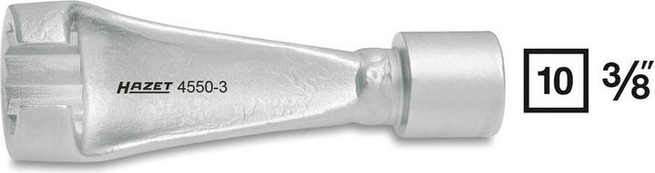 Actual product image HAZET Injection line wrench 4550-3 ∙ Square, hollow 10 mm (3/8 inch) ∙ Outside 12-point profile ∙ 1… (17 mm)