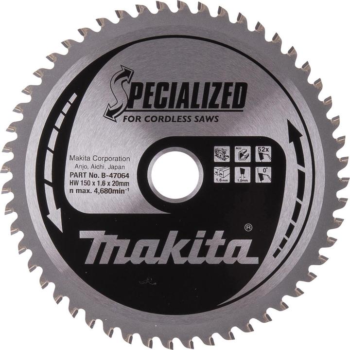 Produktbild Makita Sägeblatt Alu 150 x 20 x 52Z, B-47064