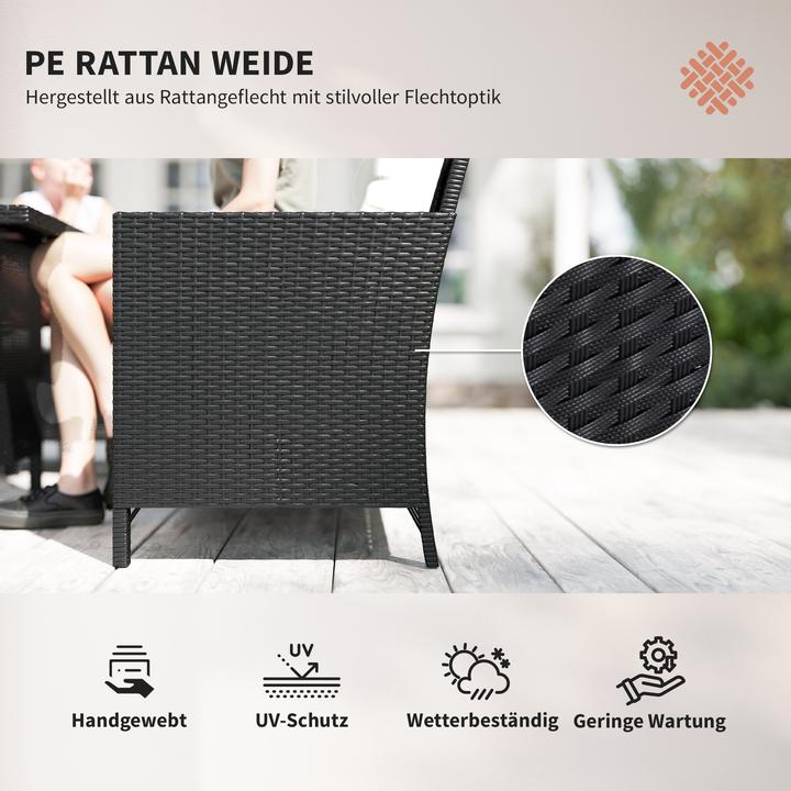 Produktbild Swisshandel24 Sitzgarnitur für 7 Personen Sitzgruppe Gartenset Gartenmöbel Set, Polyrattan, Schwarz+Cremeweiss