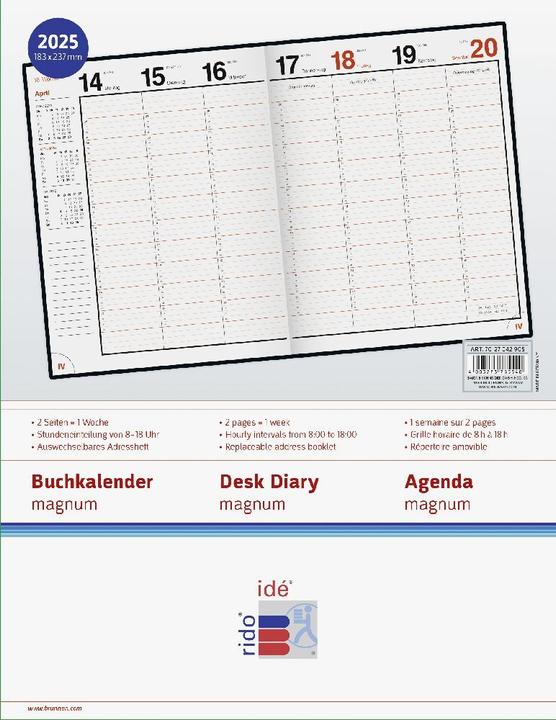 Produktbild Rido Idé Buchkalender Modell magnum (2025) (Harter Einband, Deutsch)