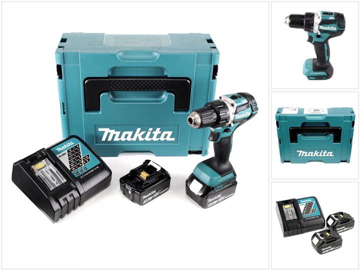 Actual product image Makita DDF 484 RFJ cordless drill driver brushless 18V 54Nm + 2x batteries 3,0Ah + charger in Makpac (Rechargeable battery operated)