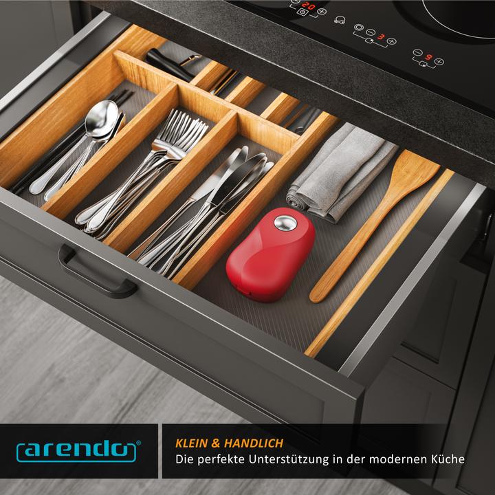 Produktbild Arendo Elektrischer Dosenöffner One Touch, automatische Drehung, für alle Dosen, ohne scharfe Kanten, rot