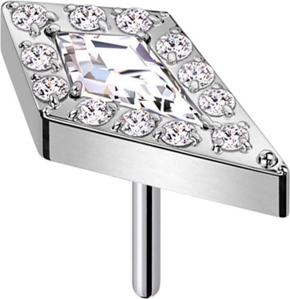 Star Piercing Threadless Diamant silber grosser Kristall silber (ohne Messing, Titan G23)