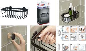 Actual product image tesa MOON BLACK shower tray incl. adhesive solution without drilling (9 x 13 x 29 cm)