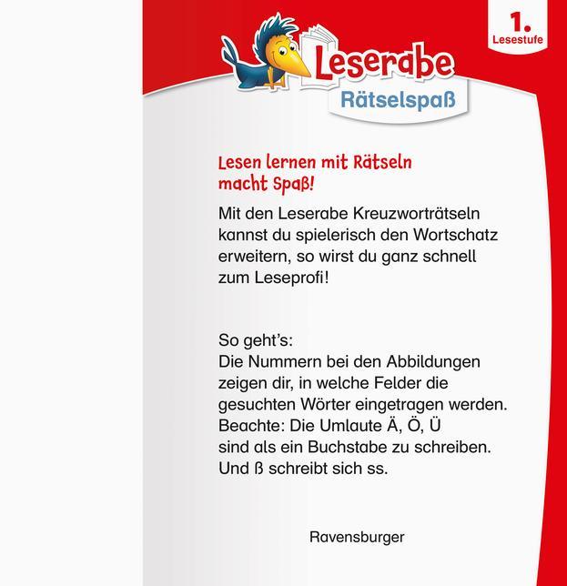 Produktbild Ravensburger Leserabe Rätselspass - Kreuzworträtsel zum Lesenlernen - 1. Lesestufe (Deutsch, Katrin Merle, Martine Richter, Heribert Schulmeyer, 2022)