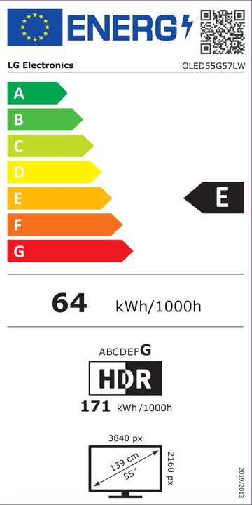 Energie-Label LG OLED55G57LW (55", OLED, 4K, 2025)