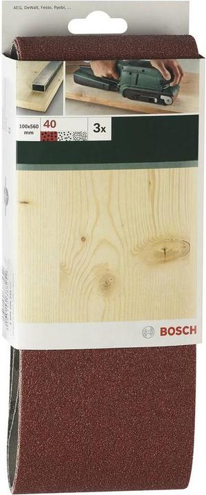 Image du produit Bosch Zubehör Set de 3 bandes abrasives pour ponceuses à bande, qualité rouge K = 150 (P150)