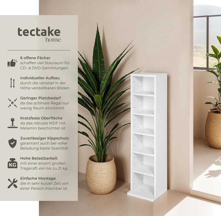 Produktbild tectake Medienregal (21 x 20 x 90 cm)