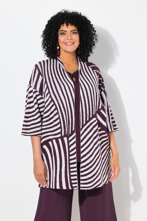 Produktbild Ulla Popken Strickjacke, Jacquard-Feinstrick, Stehkragen, Halbarm (42, 44)