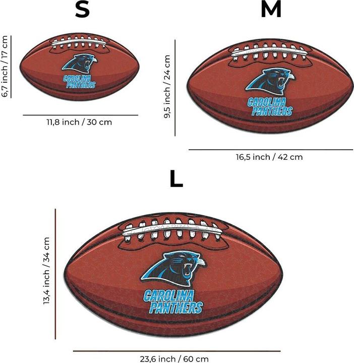 Produktbild Iconic NFL - Carolina Panthers – Football mit Logo - Holz Puzzle Grösse L (500 Teile) (500 Teile)