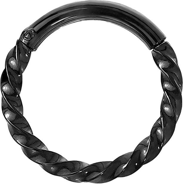 Star Piercing Micro Segmentring klappbar geflochten schwarz (Chirurgenstahl 316L, ohne Messing)