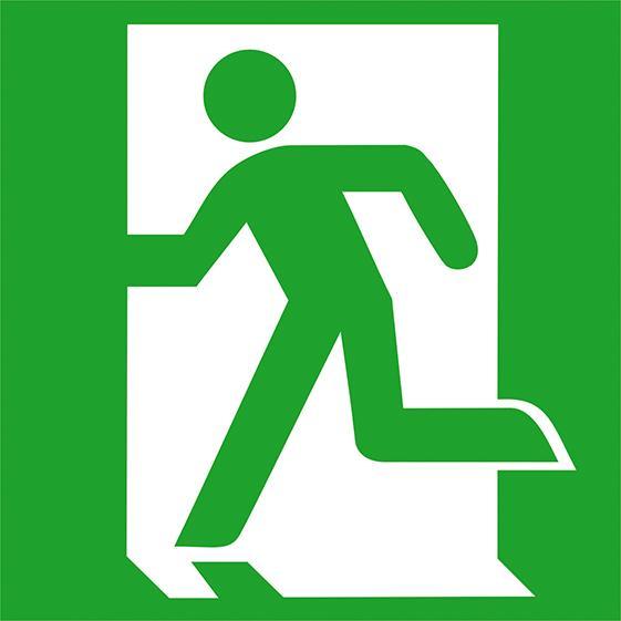 Energy Label Magni Rescue pull. 200x200mm aluminium, rescue/emergency exit left