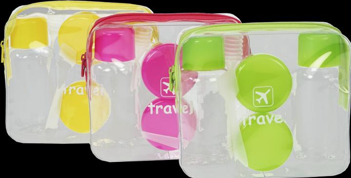 Set mit 2 Dosen + 2 Flaschen, 1 Pipette, 1 Spatel, farbig, Kunststoff in Tasche