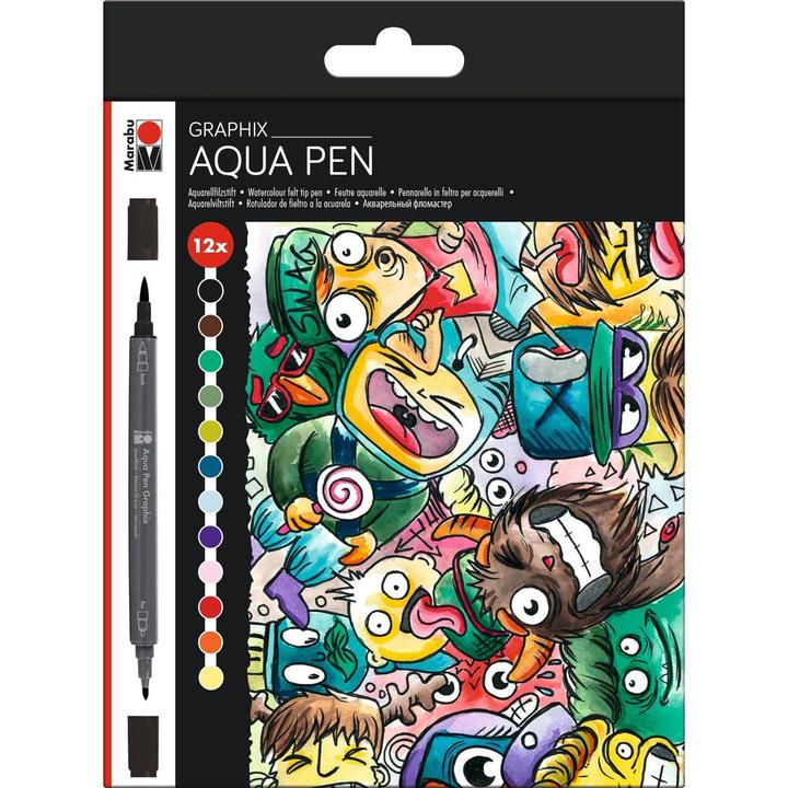 Produktbild Marabu Fasermaler Aqua Pen Graphix Mega Mash, 12 Stück (Mehrfarbig, 12 x)