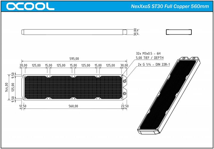 Actual product image Alphacool NexXxoS ST30 Full Copper 560mm (140 mm)