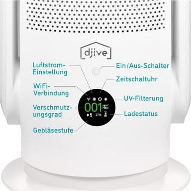 Productafbeelding Djive DJ50024 Flowmate Arc Portable 2-in-1: Luchtreiniger en ventilator op batterijen (25 m²)