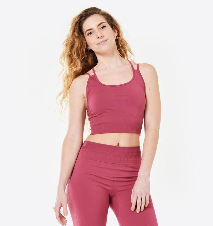 Produktbild Decathlon Sport-BH Damen leichter Halt doppelte Träger - rosa (L)