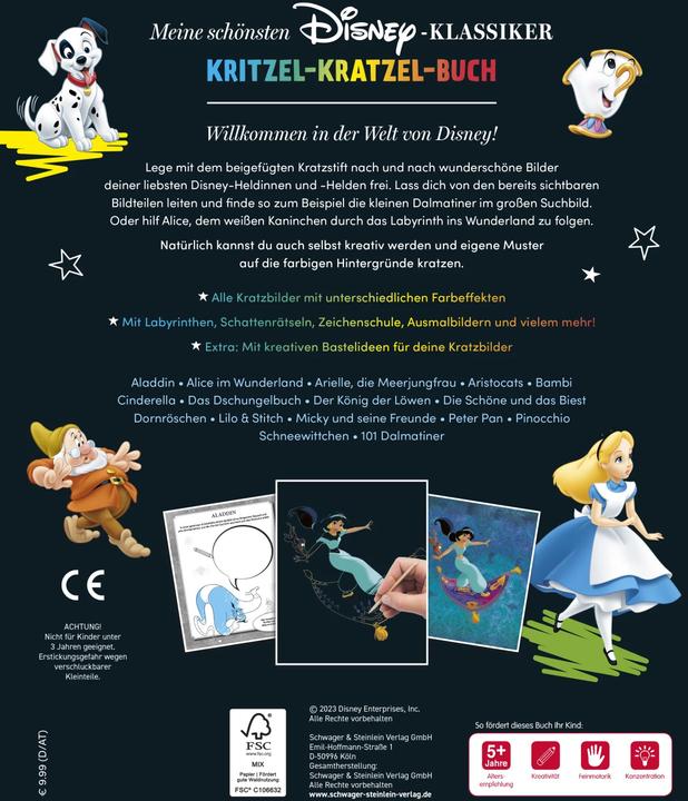 Actual product image Meine schönsten Disney-Klassiker Kritzel-Krazel-Buch (German, Schwager & Steinlein Publishing House, 2023)