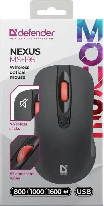 Image du produit Defender Mysz Nexus Ms-195 Rf Silent Czarna (Sans fil)