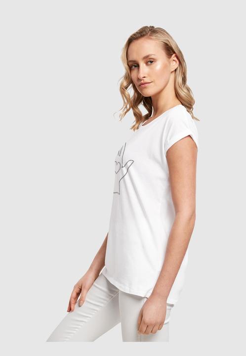 Actual product image Merchcode Ladies Peace - Scribble Hand Heart White Extended Shoulder Tee - 161411 (M)