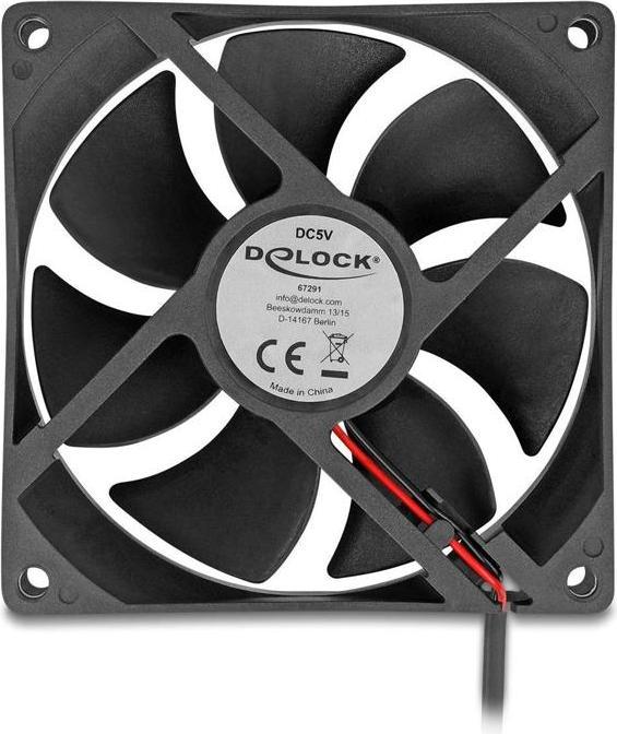 Produktbild Delock Axiallüfter 5 V DC, 92 x 92 x 25 mm schwarz (92 mm, 1 x)