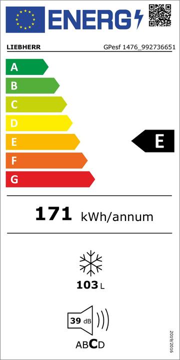 Energy Label Liebherr Freezer GPesf 1476 Premium A++ (Stand-alone, 106 l)