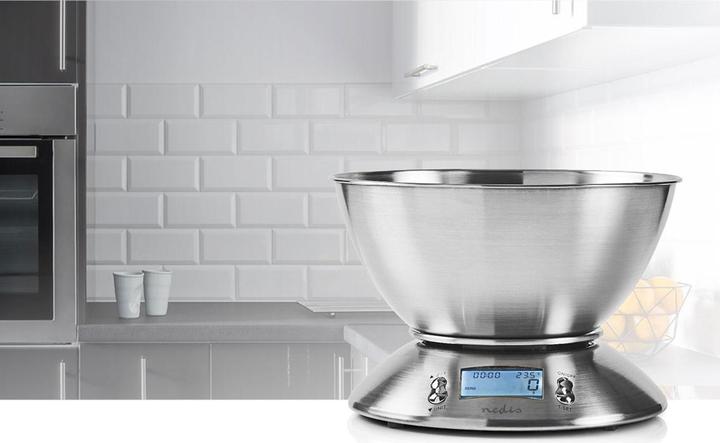 Produktbild Nedis Digitale Küchenwaage - Beleuchtetes LCD - Temperatursensor - Alarm-Timer - Herausnehmbare Sc