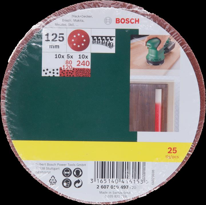 Actual product image Bosch Zubehör Random orbit sander sanding sheet set mixed grain (80, 120, 240)