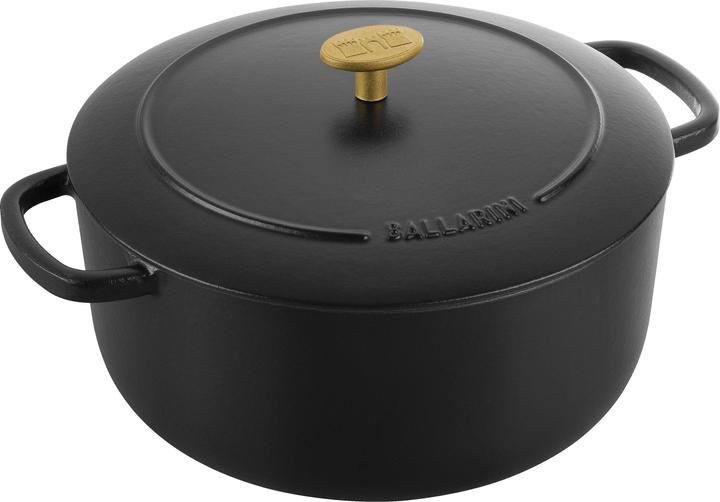 Ballarini BELLAMONTE runder Gusseisentopf 75003-542-0 - 5 5 ltr schwarz (26 cm, Bräter + Schmortopf, Gusseisen)