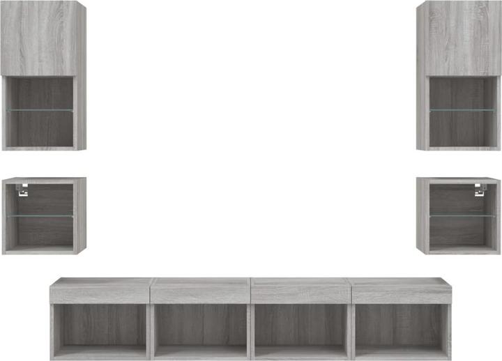 Produktbild VidaXL Wohnwand mit LED Schrankwand Anbauwand Wohnzimmer Set 8-tlg. Grau Sonoma