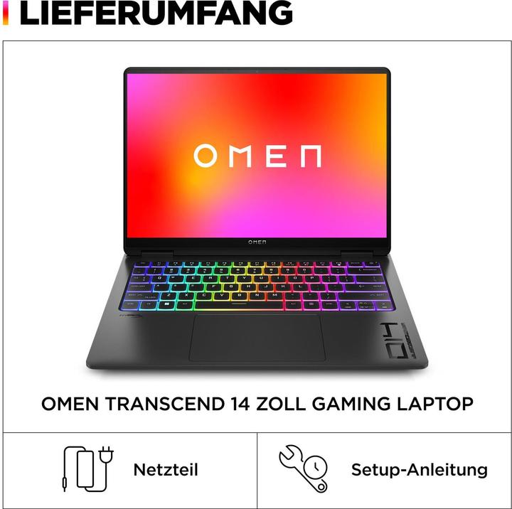 Produktbild HP Omen Transcend 14-fb0175ng (14", Intel Core Ultra 7 155H, 16 GB, 1000 GB, DE)