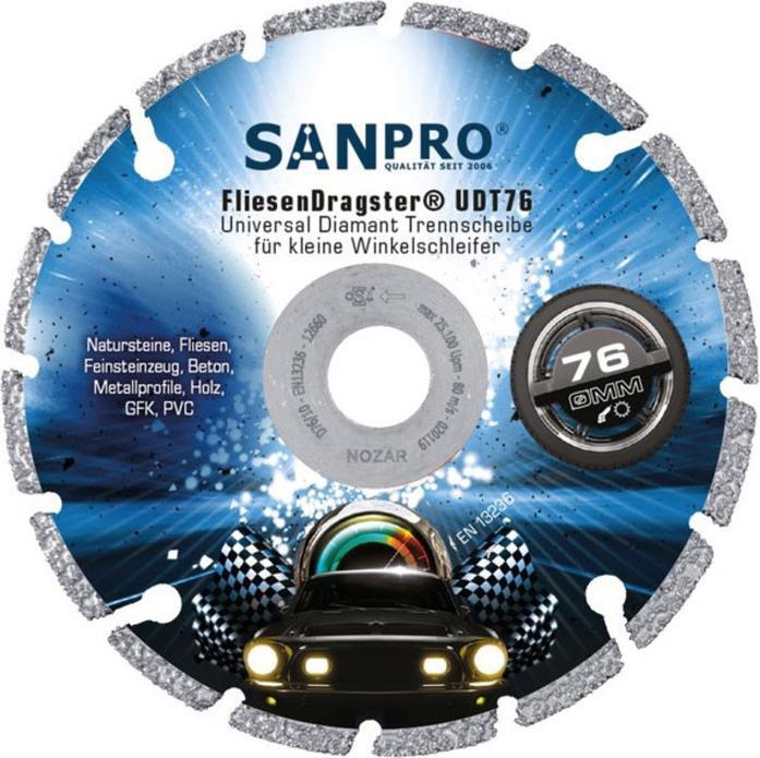 Produktbild Nozar Diamantwerkzeuge FliesenDragster® Universal Diamant Trennscheibe 76 mm für kleine Winkelschleifer