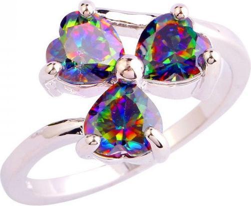 Produktbild Hermex versilberter Ring mit Regenbogen Topas - Gr. 54 / Size 7 (54, 375/9 K Gold)