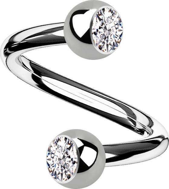 Actual product image Star Piercing Micro Spirale silber mit zwei Kugeln Kristall silber (without brass, Titanium G23)