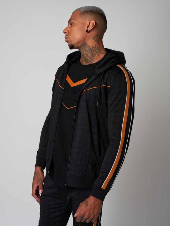 Produktbild Project X Paris Kapuzenjacke mit Karomuster und zweifarbigen Streifen (L)